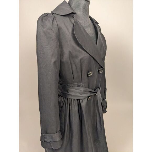 Manoush Anthropologie Black Overcoat Jacket Small Large Buttons Pockets Size 38 - Picture 5 of 13